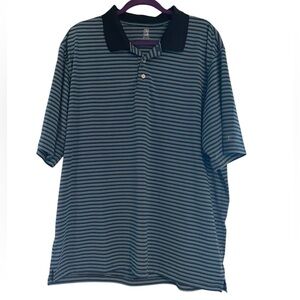 PGA Tour Golf Polo‎ in black and blue striped pattern, size XXL (2XL)